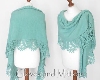 Mintgrüner Brautschal Cover Up Hochzeit Bolero Aquamarin Shrug Häkelschal Capelet Helltürkis Hochzeit Wrap Brautcape für Brautjungfer