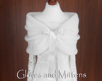 White wrap for wedding, shawl for bridal, cover up for bridal, bolero for wedding, crochet shawl, knitted capelet, cape, for bridesmaid