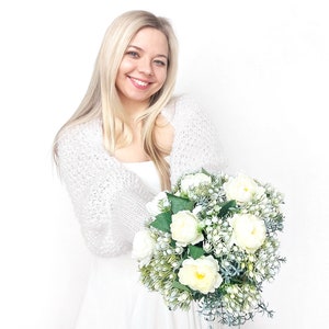 Knitted Mohair Bridal Shrug: Knit Wedding Jacket, Bridesmaid Bolero