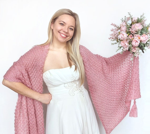 Dusty pink shawl for wedding cheap