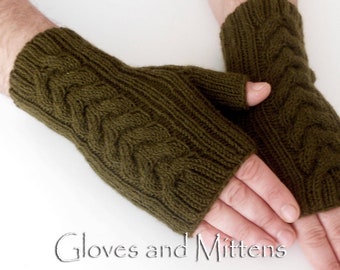 Men Khaki Gloves, Khaki Fingerless Hand Warmers, Knitted Gloves for Boys, Warm Winter Men, Mens Wrist Warmers, Fall Winter Fingerless gloves