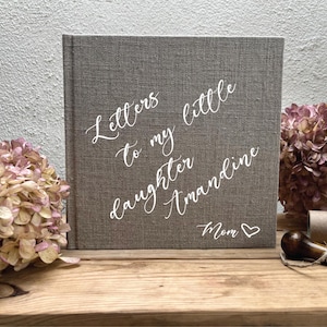 Cartas para minha filha ou filho/Diário de linho personalizado/Diário de gravidez/Cartas para minha menina/Livro de memórias/Presente personalizado para chá de bebê