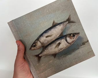 Printed Cover Linen Notebook, 20cm x 20cm (8in x8in) Size, 1.5cm (0.6in) Thick, Handmade