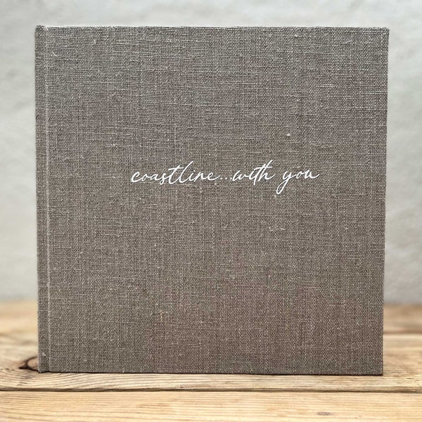 Linen notebook, with quote, ivory quality deckled edge paper.
