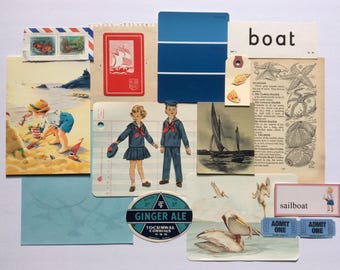 Seaside theme vintage ephemera pack | junk journal | scrapbook | card making | snail mail
