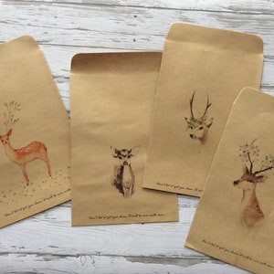4x kraft deer envelopes/party favour bags | junk journal | snail mail | pen pals
