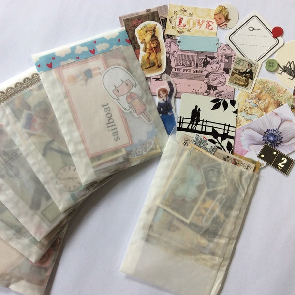 50+ piece mini ephemera pack | junk journal | snail mail | card making | scrapbooking