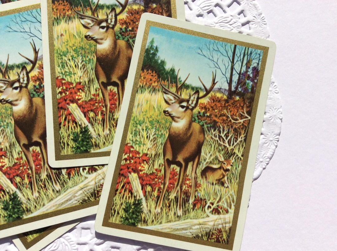 6x Vintage Deer Swap/playing Cards | Junk Journal | Scrapbook | Card ...