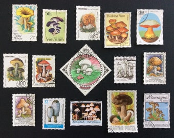15x mushroom/fungi worldwide postage stamps (Set 3) | junk journal | snail mail | scrapbooking | card making
