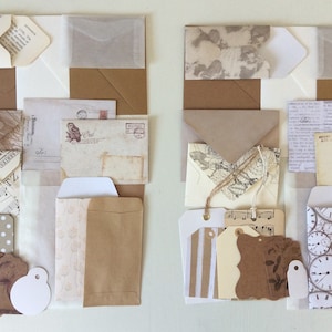20x mixed neutral/natural tags & envelopes | scrapbooking | cardmaking | junk journal | snail mail