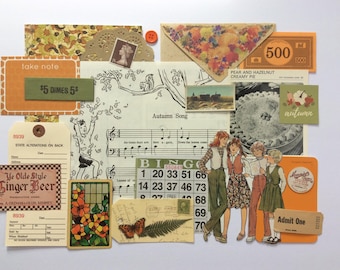 Autumn theme vintage ephemera pack | junk journal | scrapbook | card making | snail mail