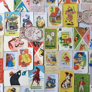 Lot de 15 cartes de jeu vintage pour enfants | journal indésirable | album de découpures | fabrication de cartes | courrier postal
