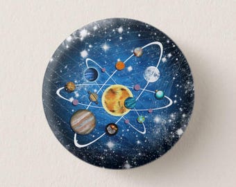 Planet Orbit epoxy pin - Eco friendly novelty -Nasa gift for him- orbit-space pin back button