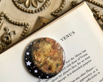 Venus badge pin - Eco friendly novelty-Nasa gift for him- moon and stars- space pin back button