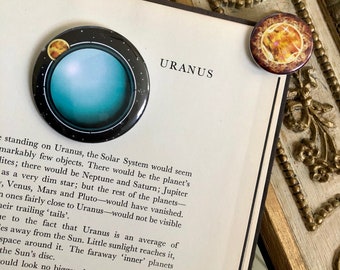 Uranus badge pin - Eco friendly novelty-Nasa gift for him-space pin back button