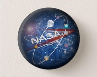 Nasa badge pin - Eco friendly novelty-Nasa gift for him-space pin back button