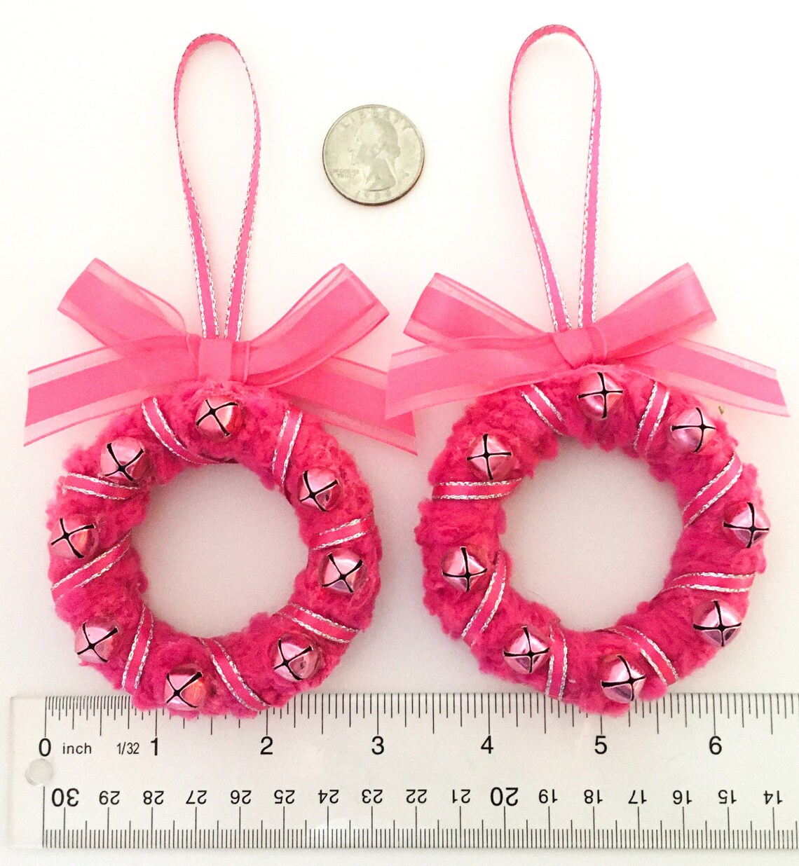 Hot Pink Jingle Bell Christmas Ornament Mini Christmas Etsy
