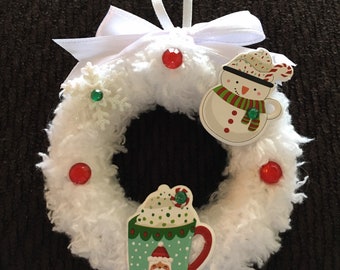 Hot Cocoa Ornament, Hot Chocolate Mini Wreath, Gift for a Friend