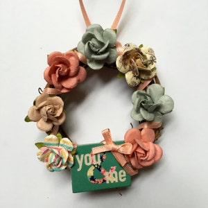Mini Floral Wreath | Gift for a Friend| You & Me | Tiny Paper Roses Wreath | Flower Ornament | Floral Miniwreath