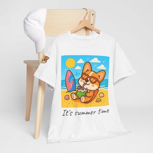 Unisex Summer Vibes Tee | Cute Corgi Beach Shirt, Summer T-Shirt, Pet Lover Gift, Casual Wear, Vacation Apparel