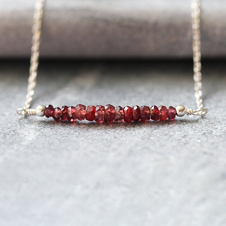 Madagascar Ruby Necklace, Genuine Natural Red Ruby, 925 Sterling Silver, Minimal Gemstone Bar, July Birthstone Jewelry, Gift for girlfriend 