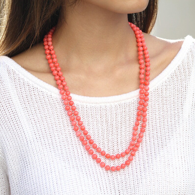 Long coral necklace Clearance