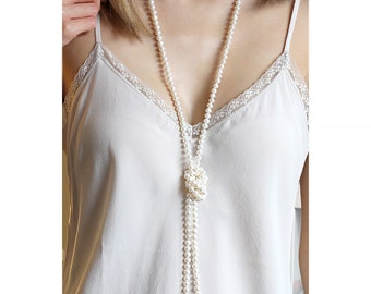 Very Long Pearl Necklace, Genuine Freshwater Pearls, 55" Long, Layering Pearls, Hang Strung & Double Knotted, Mother's Day Gift for Mum