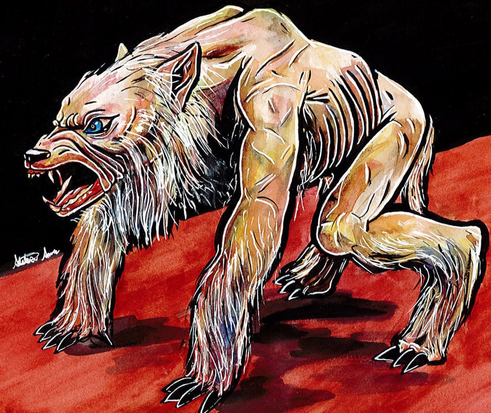 Mixed Media Ginger Snaps Werewolf Painting Print Etsy