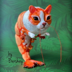 Cat Shrimp doll. Shrimp cat toy. Seafood doll. Kawaii neko. Cat prawn puppet. Cat puppet. Shrimp figurine. Plush cat doll. Cute monster