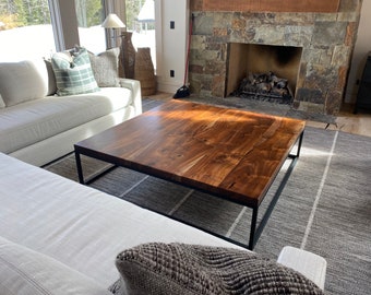Solid walnut square coffee table