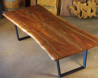 Walnut Live Edge Dining Table | BOOKMATCH Slab Dining table | Custom Furniture