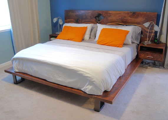 Wood slab platform bed deals