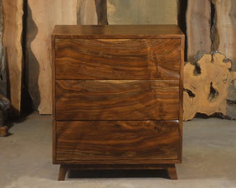 Solid wood dresser / Walnut chest of drawers / Carved drawer fronts