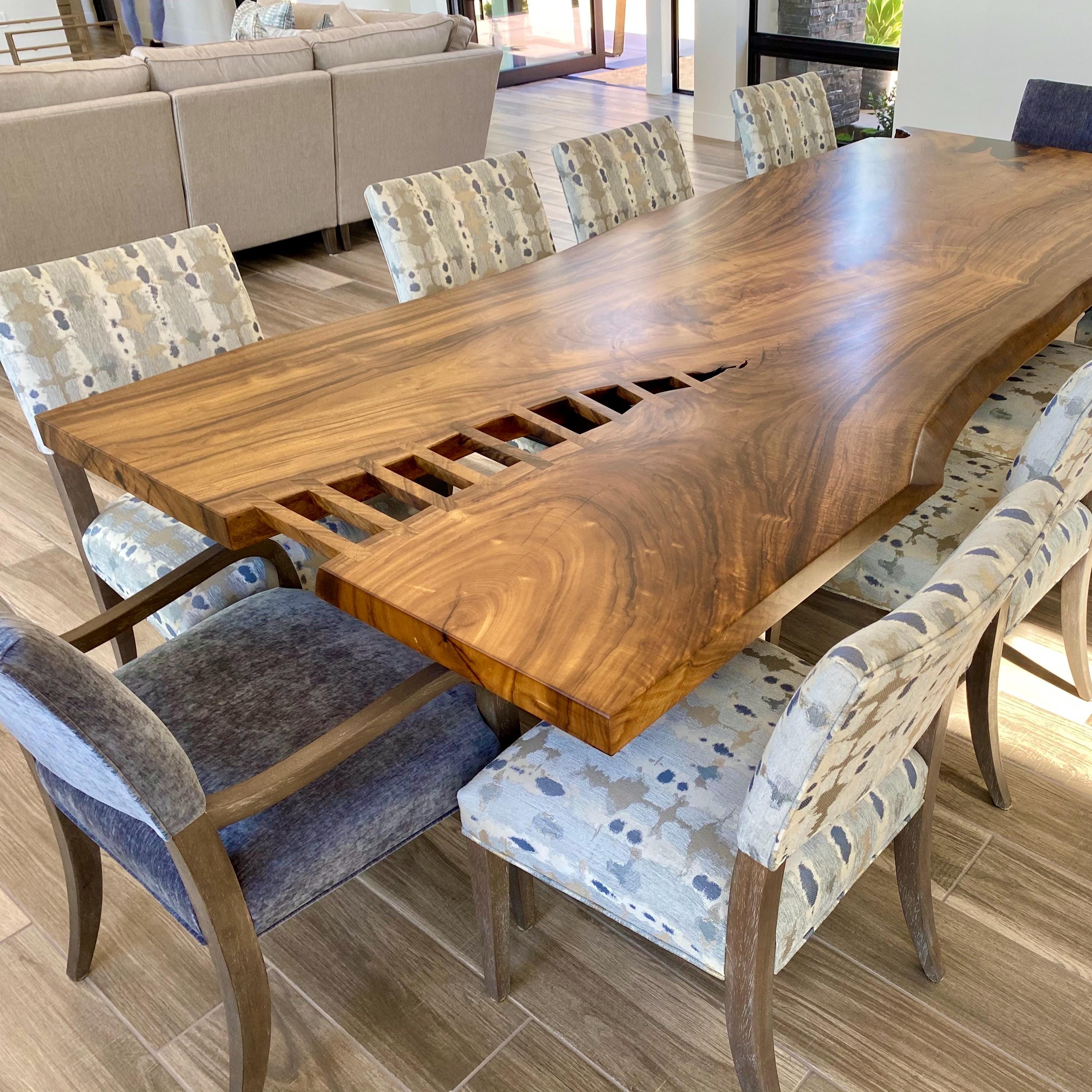 Walnut Live Edge Dining Table - Custom Wood Tables - Wood Slab Dining ...