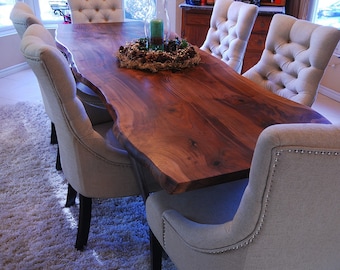 Walnut live edge table - wood slab dining table - walnut slab