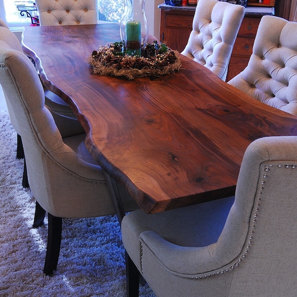Walnut live edge table - wood slab dining table - walnut slab