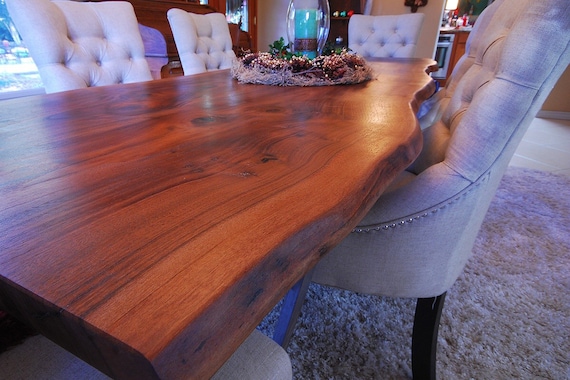 Walnut Live Edge Table Wood Slab Dining Table Walnut Slab Etsy