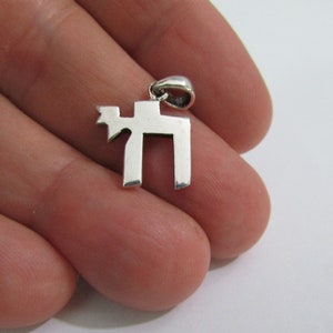 Classic Chai Charm Pendant, Hebrew Name for Life, 925 Sterling Silver, for Necklaces and Bracelets
