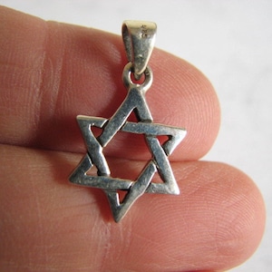 Large Classic Star of David Pendant, Sterling Silver Star of David Charm, Solid 925 Silver, Unisex, 1 1/4 inch length 30mm