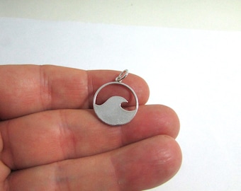 Sterling Silver Wave Charm, Beach Jewelry, Waves Pendant, Surfer Charms, Real 925