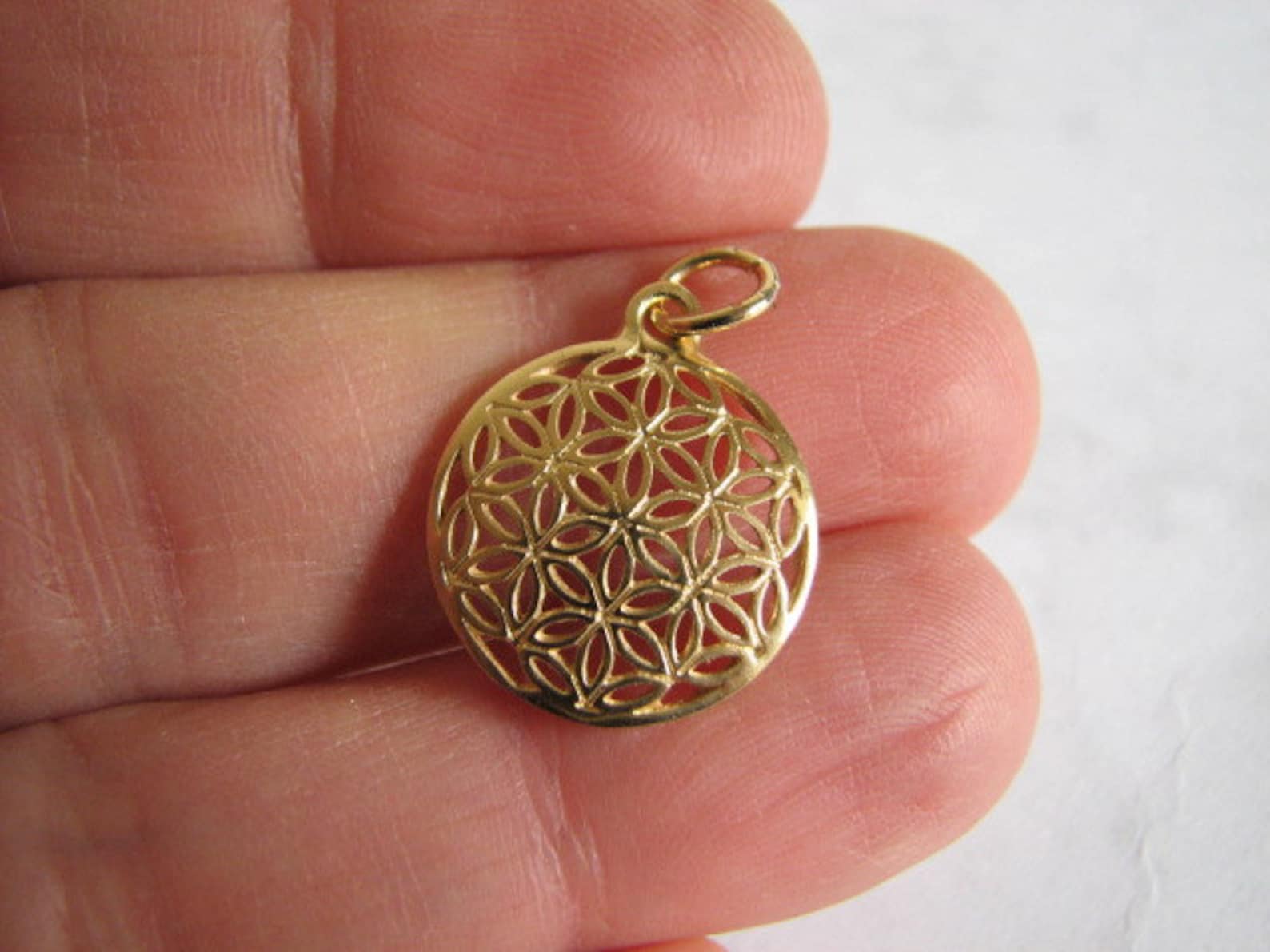 Gold Flower of Life Pendant, 14K Gold Filled Flower of Life Charm for
