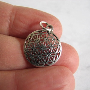 Flower of Life Pendant, Sterling Silver Charm for Necklaces and Bracelets