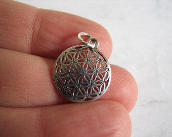 Flower of Life Pendant, Sterling Silver Charm for Necklaces and Bracelets