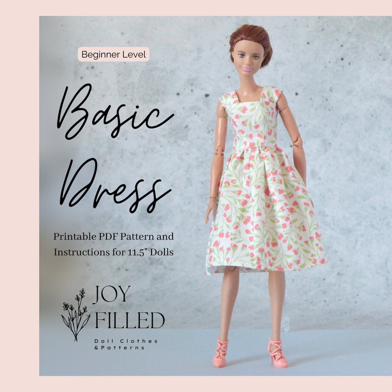 Basic Barbie Dress PDF Sewing Pattern Barbie Dress Pattern, Doll Clothes Pattern imagem 1