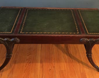 Mahogany Leather Top Coffee Table