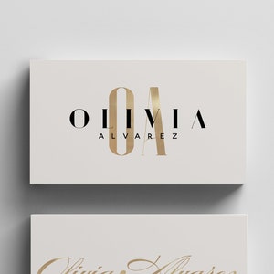 OLIVIA Business Card Template, Classic Business Cards, Faux Gold Monogram, Editable Business Card Design, Elegant Printable Business Cards