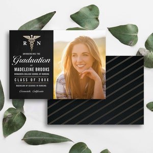 GRADUATION ANNOUNCEMENT TEMPLATE Nursing Medical School Template Graduation Card, 2 Versions, Instant Download, Editable Printable Templett image 2