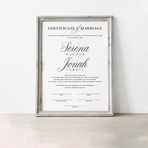 SERENA Klassische Elegante Heiratsurkunde Vorlage SOFORTIGER DOWNLOAD 2 Größen, Minimalistisch Bearbeitbare Druckbare Heiratsurkunde Templett