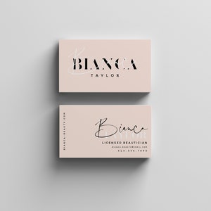 Modèle de carte de visite BIANCA, cartes de visite minimalistes, conception de carte de visite modifiable Cursive Chic moderne, cartes de visite imprimables