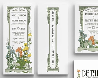 JULIET I - Large Wedding Bundle - Floral Art Nouveau Wedding Invitation Suite - Editable Printable Over 50+ Templates - Color Changeable